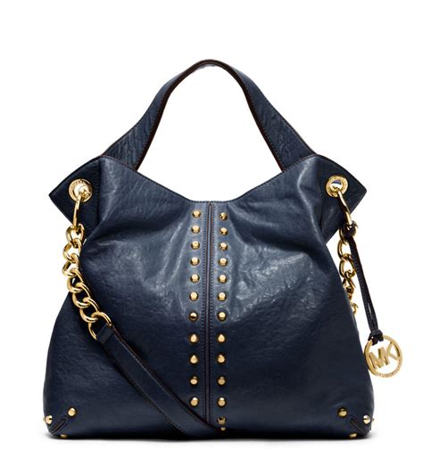 michael kors blue and black tote|Michael Kors black shoulder handbags.